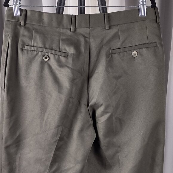 Perry Ellis Portfolio Men's, Olive Green Dress Slacks, Pants, Size 33X32 - Picture 4 of 10